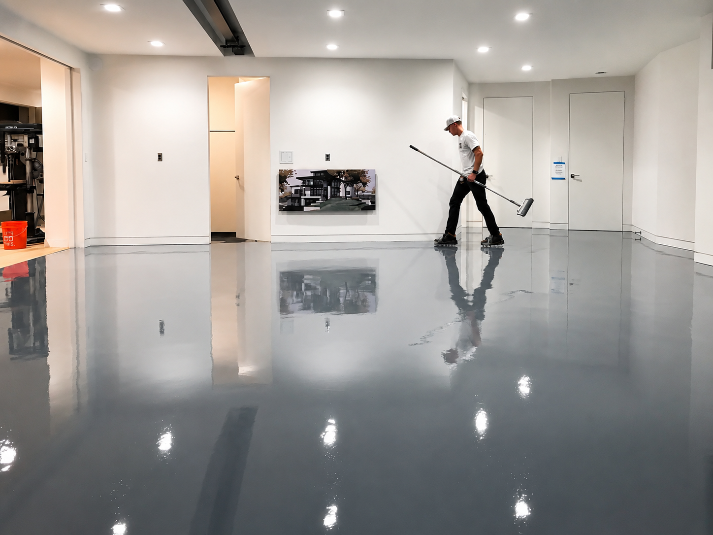 Chipped epoxy garage floor, Austin TX