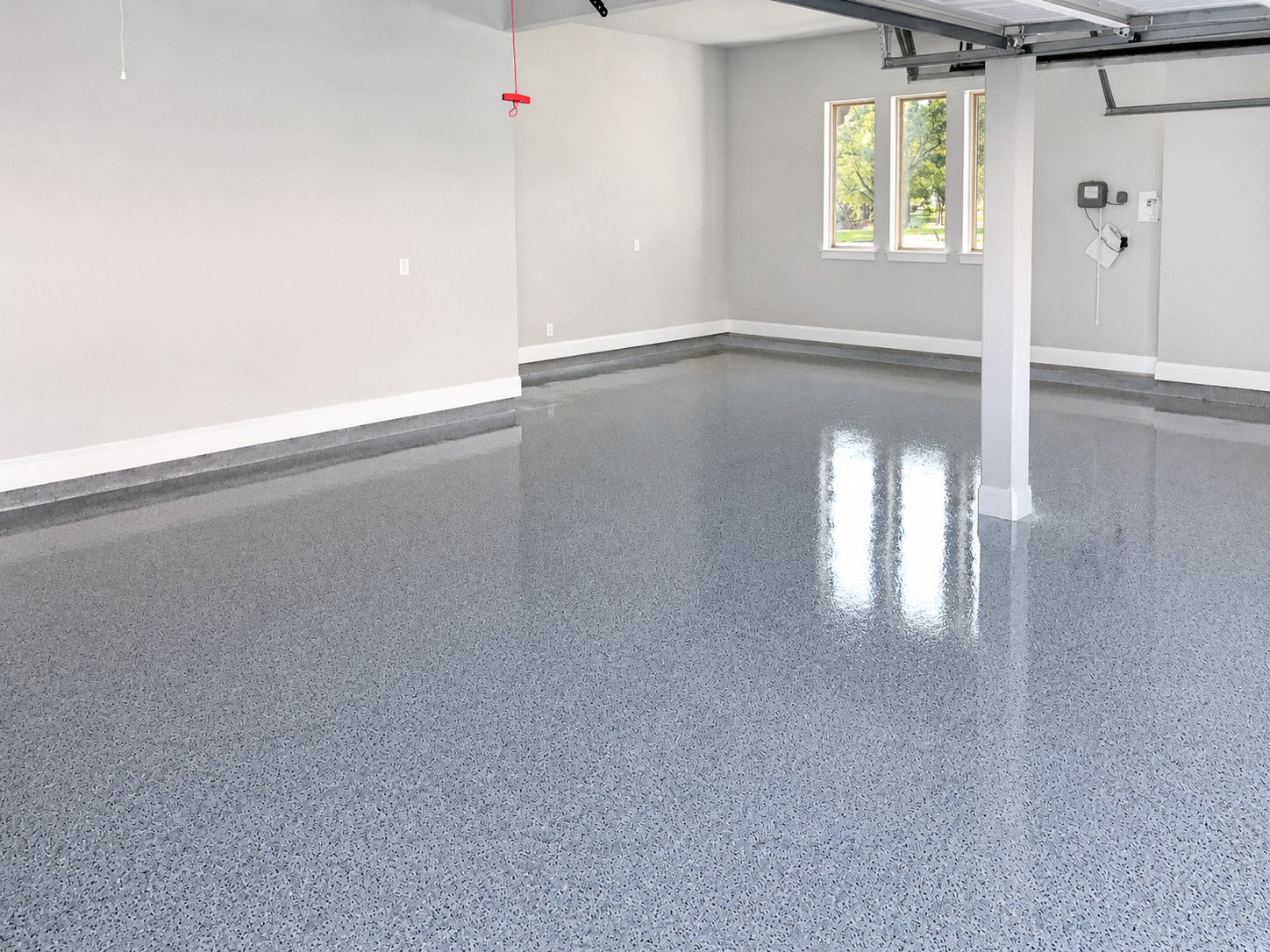 Chipped epoxy garage floor, Austin TX