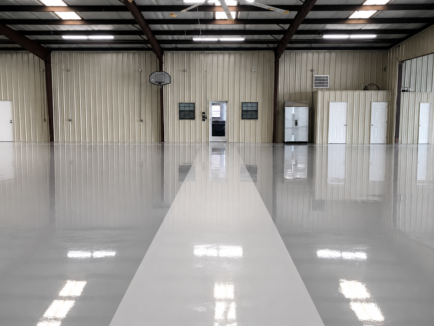 Airplane hangar epoxy floor coating, Texas