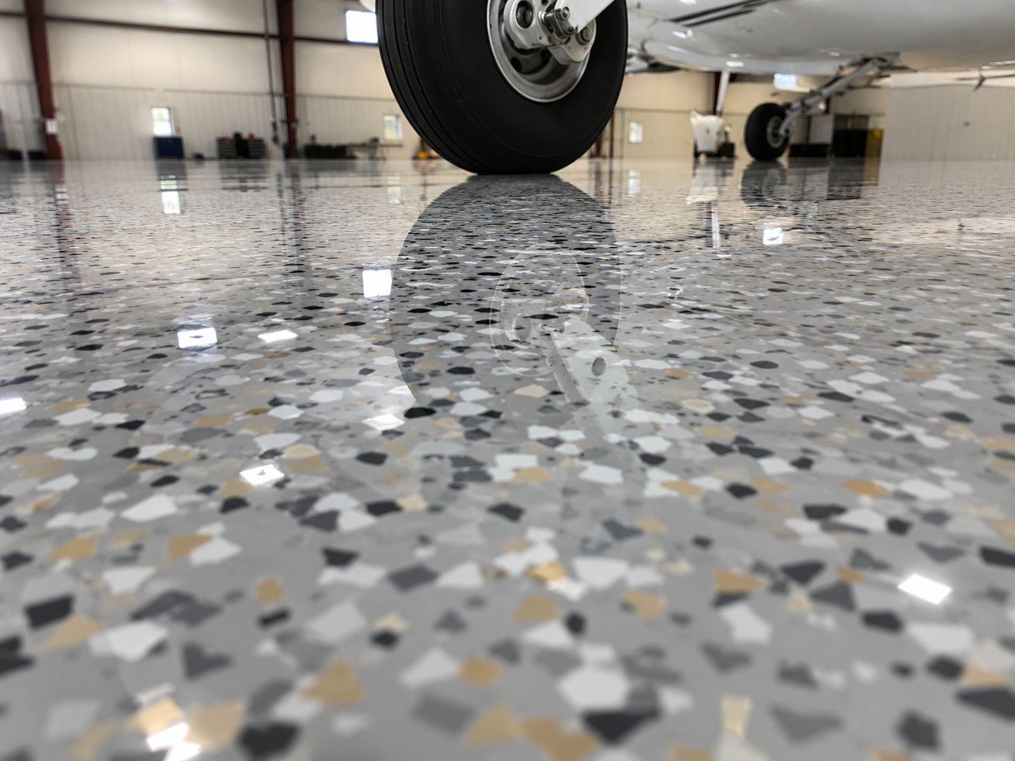 Airplane hangar epoxy floor coating, Texas