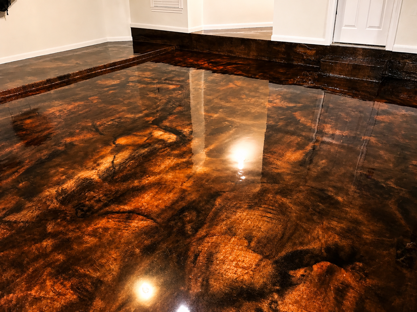 Metallic epoxy floor finish, Austin TX