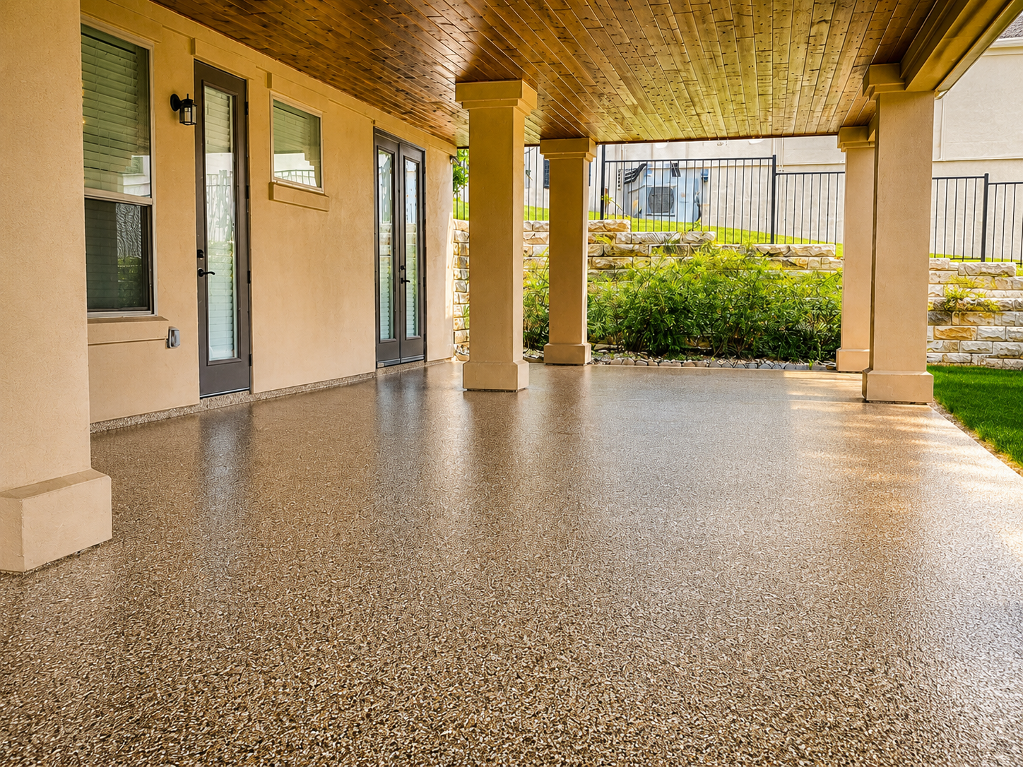 Outdoor patio polyaspartic epoxy coating, Austin TX