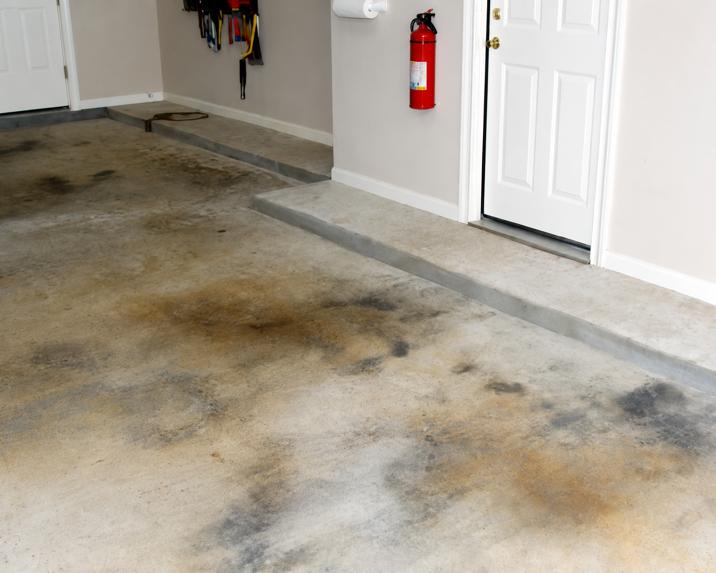 Concrete garage floor before epoxy coating