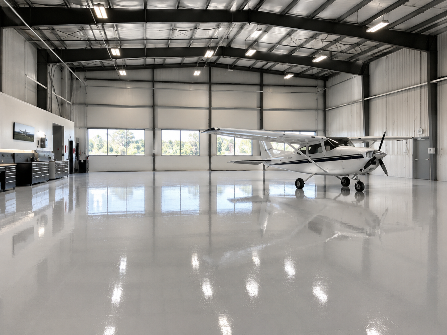 Airplane hangar epoxy coatings Texas